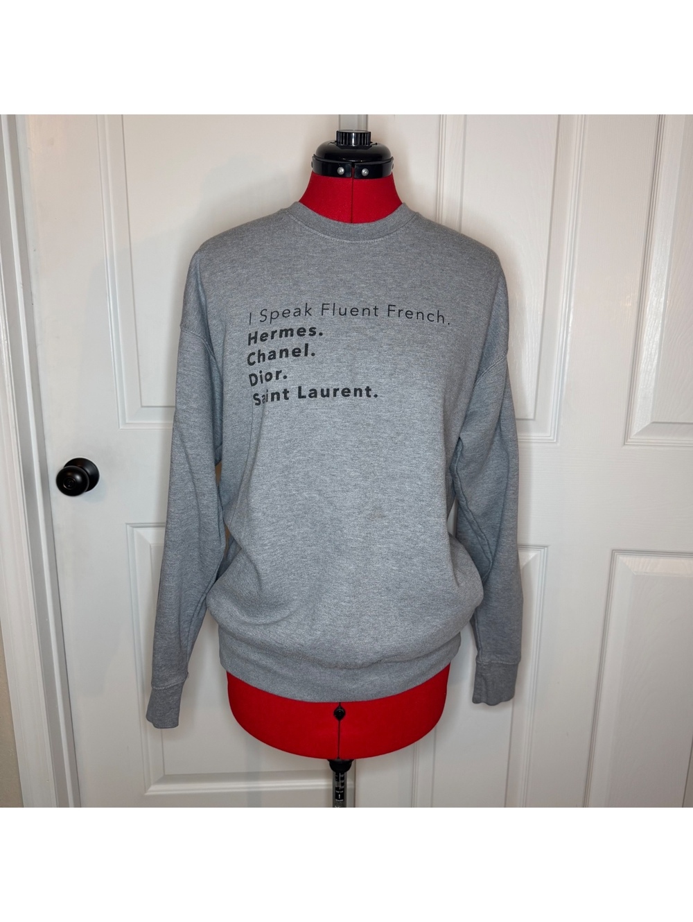 LA Trading Company “I Speak Fluent French” Gray Crewneck Sweatshirt Womens M/L